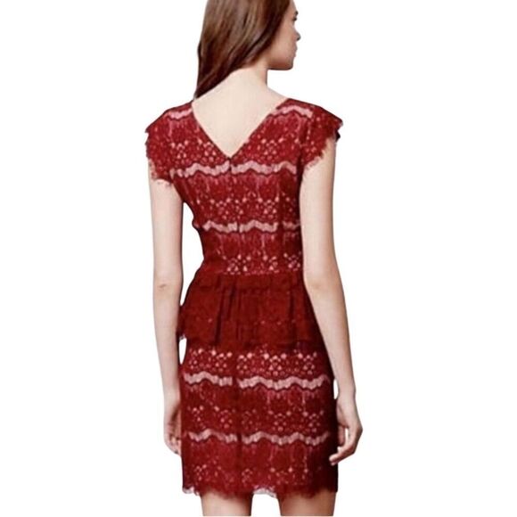 Maeve Anthropologie Dress Size Extra Small Elsa Peplum Eyelash Wine Sleeveless - Picture 2 of 7
